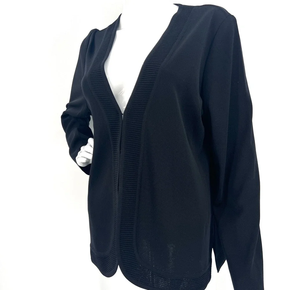 MISOOK Black Knit Cardigan Simple‎ Classic Travel Elegant Size L / XL Minimalist